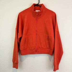 Universal Thread Women's Small Orange Zip-Up Jacket Sweater Pockets long sleeve